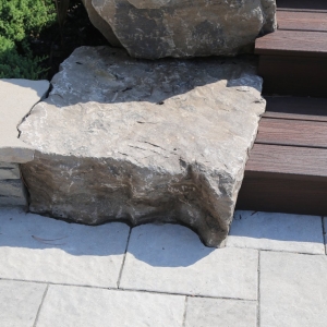 close up of interlock patio with stairs