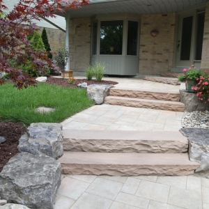 interlock patio with stone steps
