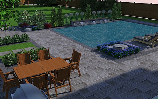 backyard patio and pool