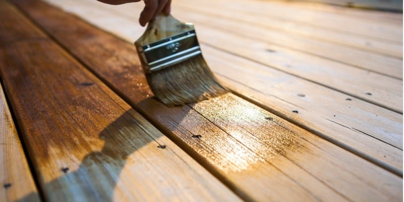 staining wooden deck