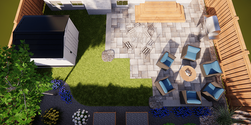 Backyard with patio furniture