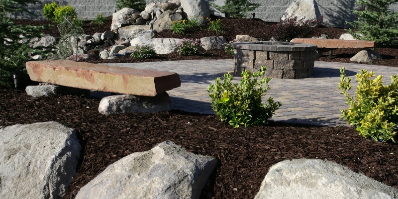 Rock garden with mulch
