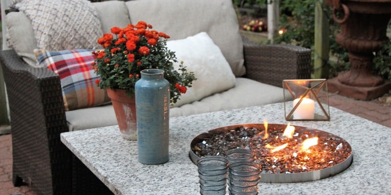 gas burning fire table